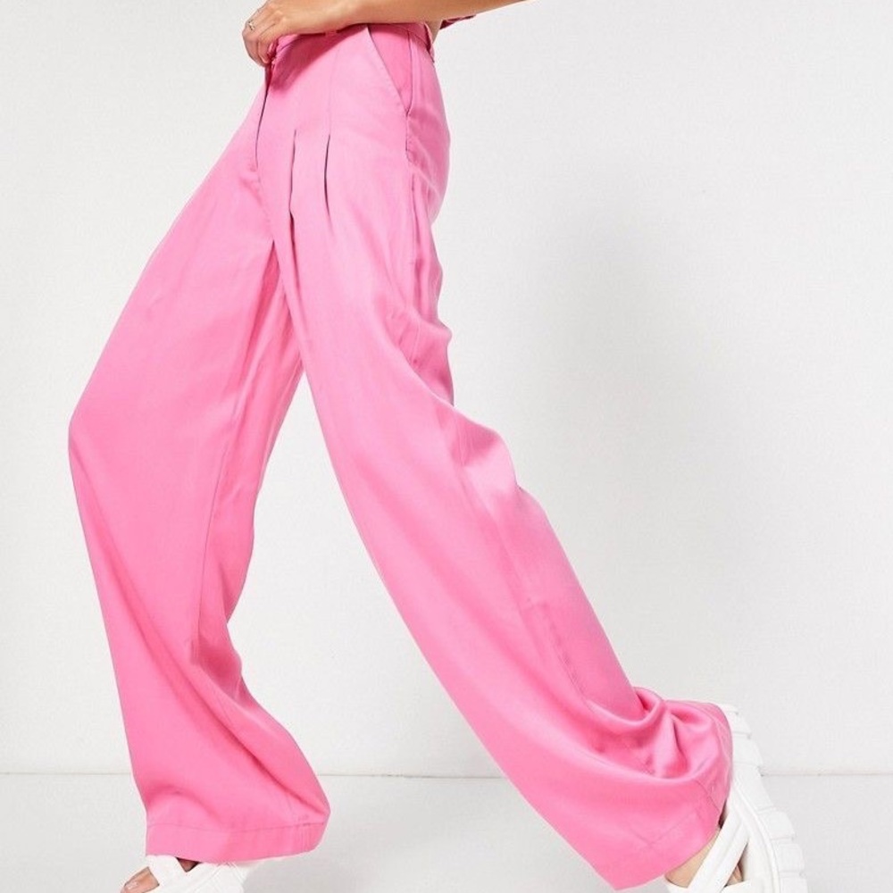 ASOS DESIGN Wide Leg Pants Set in Hot Pink Size 6